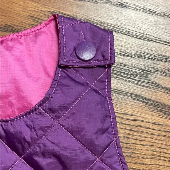 REI Purple quilted Dress, snap closure over the shoulders, size 2T, pink lining - Picture 8 of 9